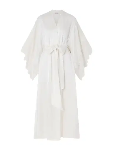 Carine Gilson Belted Lace-trimmed Silk-satin Kimono | Thumbnail 1 Carine Gilson Belted Lace-trimmed Silk-satin Kimono | Thumbnail 1