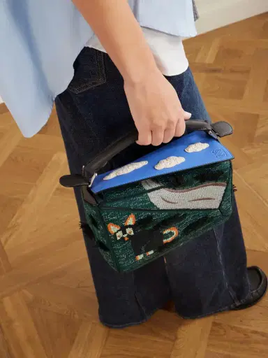 Loewe + Luis Wain Puzzle Futurist Cat Appliquéd Leather And Knitted Shoulder Bag | Thumbnail 5 Loewe + Luis Wain Puzzle Futurist Cat Appliquéd Leather And Knitted Shoulder Bag | Thumbnail 5
