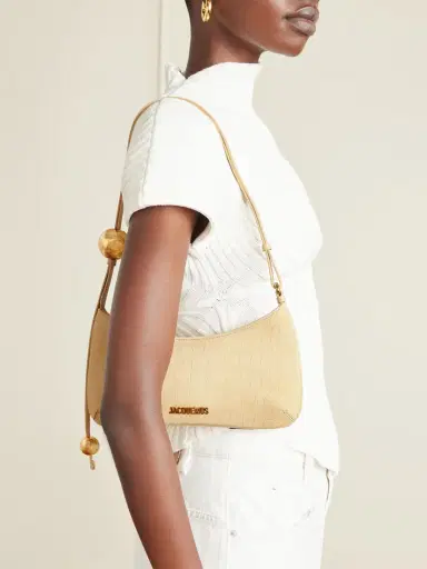 Jacquemus Le Bisou Perle Embellished Leather-trimmed Croc-effect Suede Shoulder Bag | Thumbnail 3 Jacquemus Le Bisou Perle Embellished Leather-trimmed Croc-effect Suede Shoulder Bag | Thumbnail 3