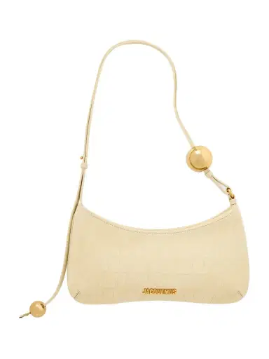 Jacquemus Le Bisou Perle Embellished Leather-trimmed Croc-effect Suede Shoulder Bag | Thumbnail 1 Jacquemus Le Bisou Perle Embellished Leather-trimmed Croc-effect Suede Shoulder Bag | Thumbnail 1