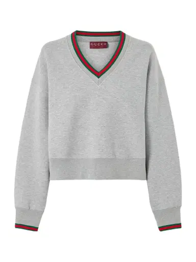 Gucci Striped Cotton-blend Jersey Sweater | Thumbnail 1 Gucci Striped Cotton-blend Jersey Sweater | Thumbnail 1