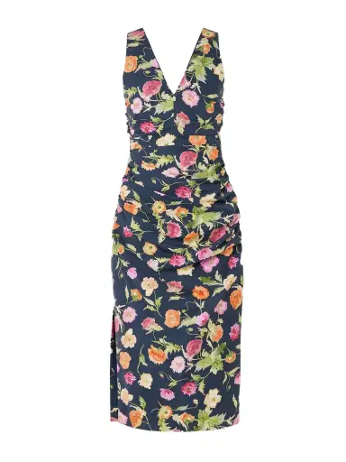 Carolina Herrera Gathered Floral-print Stretch-cotton Midi Dress | Thumbnail 1 Carolina Herrera Gathered Floral-print Stretch-cotton Midi Dress | Thumbnail 1