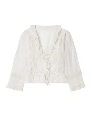 DÔEN Eldoris Lace-trimmed Pintucked Organic Cotton-voile Blouse | Thumbnail 1 DÔEN Eldoris Lace-trimmed Pintucked Organic Cotton-voile Blouse | Thumbnail 1