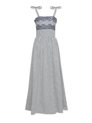 Loretta Caponi Sabine Lace-Trimmed Cotton Midi Dress | Thumbnail 2 Loretta Caponi Sabine Lace-Trimmed Cotton Midi Dress | Thumbnail 2