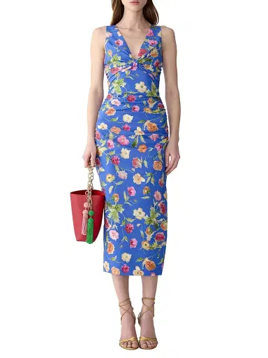 Carolina Herrera Women's Floral Stretch Cotton Sheath Dress - Bluebell Multi - Size 0 | Thumbnail 2 Carolina Herrera Women's Floral Stretch Cotton Sheath Dress - Bluebell Multi - Size 0 | Thumbnail 2