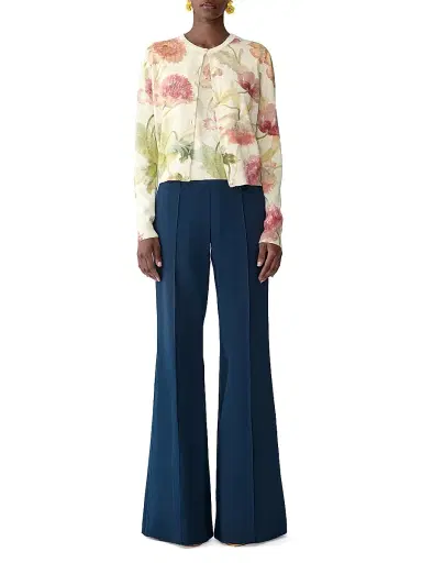 Carolina Herrera Women's Floral Silk-Cotton Tank - Almond Multi - Size Large | Thumbnail 2 Carolina Herrera Women's Floral Silk-Cotton Tank - Almond Multi - Size Large | Thumbnail 2