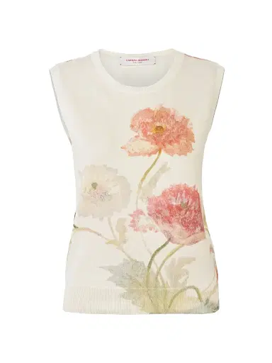 Carolina Herrera Women's Floral Silk-Cotton Tank - Almond Multi - Size Large | Thumbnail 1 Carolina Herrera Women's Floral Silk-Cotton Tank - Almond Multi - Size Large | Thumbnail 1