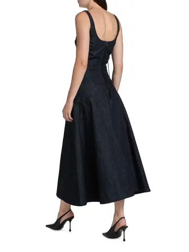Adam Lippes Women's Veda Scoopneck Denim Midi-Dress - Indigo | Thumbnail 5 Adam Lippes Women's Veda Scoopneck Denim Midi-Dress - Indigo | Thumbnail 5