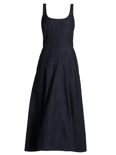 Adam Lippes Women's Veda Scoopneck Denim Midi-Dress - Indigo | Thumbnail 1 Adam Lippes Women's Veda Scoopneck Denim Midi-Dress - Indigo | Thumbnail 1
