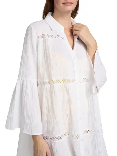 Lilly Pulitzer Women's Elspeth Tiered Cotton Cover-Up - White - Size Large | Thumbnail 5 Lilly Pulitzer Women's Elspeth Tiered Cotton Cover-Up - White - Size Large | Thumbnail 5