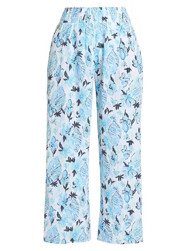 Lilly Pulitzer Women's Enzo Seahsell Coverup Pants - White Multi - Size XL | Thumbnail 1 Lilly Pulitzer Women's Enzo Seahsell Coverup Pants - White Multi - Size XL | Thumbnail 1
