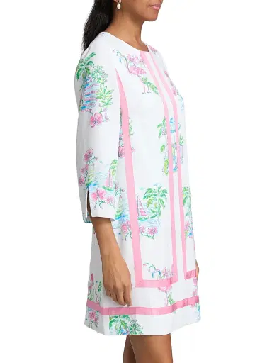 Lilly Pulitzer Women's Margaux Floral Straight Shirtdress - Resort White Dee Lightful - Size 10 | Thumbnail 4 Lilly Pulitzer Women's Margaux Floral Straight Shirtdress - Resort White Dee Lightful - Size 10 | Thumbnail 4