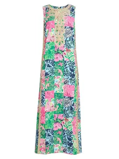 Lilly Pulitzer Women's Edita Patchwork Print Maxi Dress - Multi Party Punch Patch - Size 16 | Thumbnail 1 Lilly Pulitzer Women's Edita Patchwork Print Maxi Dress - Multi Party Punch Patch - Size 16 | Thumbnail 1