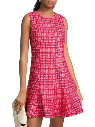 Lilly Pulitzer Women's Enya Bouclé Grid Minidress - Cranberry Red Fiesta Boucle - Size 16 | Thumbnail 3 Lilly Pulitzer Women's Enya Bouclé Grid Minidress - Cranberry Red Fiesta Boucle - Size 16 | Thumbnail 3