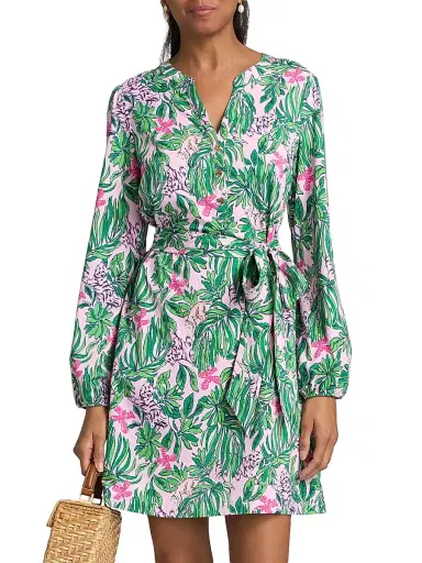 Lilly Pulitzer Women's Ensley Floral Tie-Waist Shirtdress - Conch Shell Pink - Size XL | Thumbnail 3 Lilly Pulitzer Women's Ensley Floral Tie-Waist Shirtdress - Conch Shell Pink - Size XL | Thumbnail 3