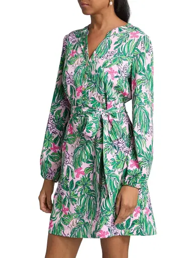 Lilly Pulitzer Women's Ensley Floral Tie-Waist Shirtdress - Conch Shell Pink - Size XL | Thumbnail 4 Lilly Pulitzer Women's Ensley Floral Tie-Waist Shirtdress - Conch Shell Pink - Size XL | Thumbnail 4