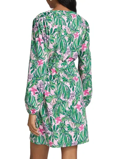 Lilly Pulitzer Women's Ensley Floral Tie-Waist Shirtdress - Conch Shell Pink - Size XL | Thumbnail 5 Lilly Pulitzer Women's Ensley Floral Tie-Waist Shirtdress - Conch Shell Pink - Size XL | Thumbnail 5