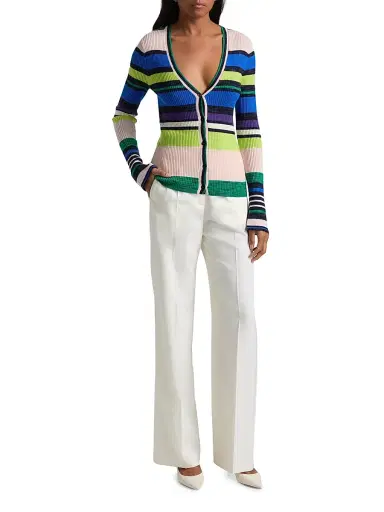 Ramy Brook Women's Emma Merino Wool Cardigan - Ultramarine Stripe | Thumbnail 2 Ramy Brook Women's Emma Merino Wool Cardigan - Ultramarine Stripe | Thumbnail 2