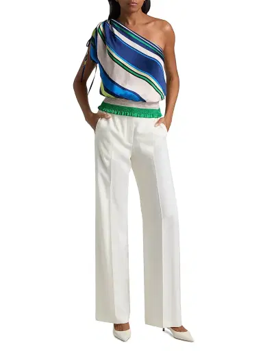 Ramy Brook Women's Delara Striped One-Shoulder Top - Ultramarine Stripe | Thumbnail 2 Ramy Brook Women's Delara Striped One-Shoulder Top - Ultramarine Stripe | Thumbnail 2