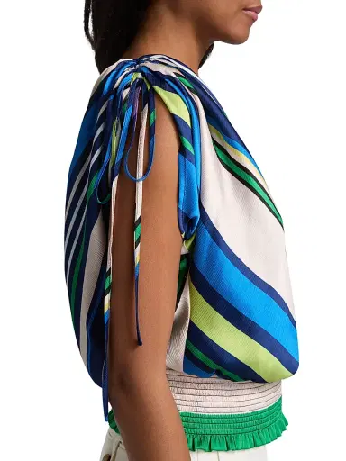 Ramy Brook Women's Delara Striped One-Shoulder Top - Ultramarine Stripe | Thumbnail 6 Ramy Brook Women's Delara Striped One-Shoulder Top - Ultramarine Stripe | Thumbnail 6