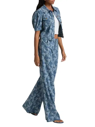 Ramy Brook Women's Leo Geometric Wide-Leg Jeans - Geo Denim | Thumbnail 2 Ramy Brook Women's Leo Geometric Wide-Leg Jeans - Geo Denim | Thumbnail 2