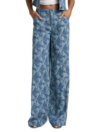 Ramy Brook Women's Leo Geometric Wide-Leg Jeans - Geo Denim | Thumbnail 3 Ramy Brook Women's Leo Geometric Wide-Leg Jeans - Geo Denim | Thumbnail 3
