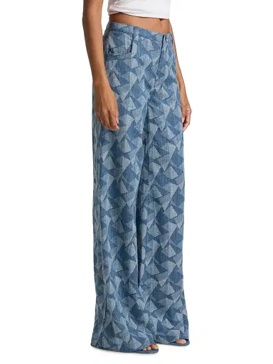 Ramy Brook Women's Leo Geometric Wide-Leg Jeans - Geo Denim | Thumbnail 4 Ramy Brook Women's Leo Geometric Wide-Leg Jeans - Geo Denim | Thumbnail 4