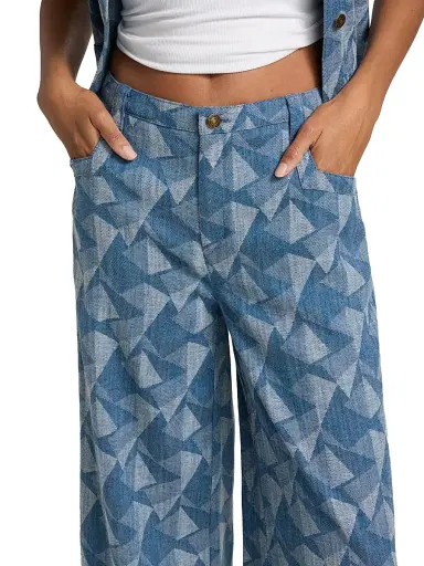 Ramy Brook Women's Leo Geometric Wide-Leg Jeans - Geo Denim | Thumbnail 6 Ramy Brook Women's Leo Geometric Wide-Leg Jeans - Geo Denim | Thumbnail 6