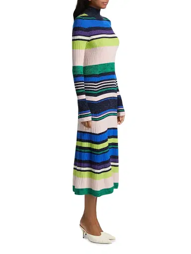 Ramy Brook Women's Monaco Striped Rib-Knit Midi-Dress - Ultramarine Stripe | Thumbnail 4 Ramy Brook Women's Monaco Striped Rib-Knit Midi-Dress - Ultramarine Stripe | Thumbnail 4