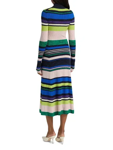 Ramy Brook Women's Monaco Striped Rib-Knit Midi-Dress - Ultramarine Stripe | Thumbnail 5 Ramy Brook Women's Monaco Striped Rib-Knit Midi-Dress - Ultramarine Stripe | Thumbnail 5