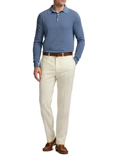 Ralph Lauren Purple Label Men's Polo-Collar Silk-Cotton Sweater - Soft Blue | Thumbnail 2 Ralph Lauren Purple Label Men's Polo-Collar Silk-Cotton Sweater - Soft Blue | Thumbnail 2