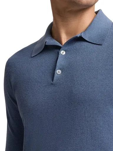 Ralph Lauren Purple Label Men's Polo-Collar Silk-Cotton Sweater - Soft Blue | Thumbnail 6 Ralph Lauren Purple Label Men's Polo-Collar Silk-Cotton Sweater - Soft Blue | Thumbnail 6