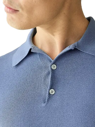 Ralph Lauren Purple Label Men's Polo-Collar Silk-Cotton Sweater - Soft Blue | Thumbnail 7 Ralph Lauren Purple Label Men's Polo-Collar Silk-Cotton Sweater - Soft Blue | Thumbnail 7