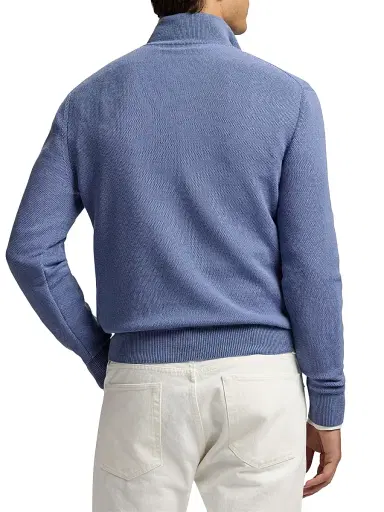 Ralph Lauren Purple Label Men's Piqué-Knit Wool Quarter-Zip Sweater - Soft Blue - Size XXL | Thumbnail 5 Ralph Lauren Purple Label Men's Piqué-Knit Wool Quarter-Zip Sweater - Soft Blue - Size XXL | Thumbnail 5