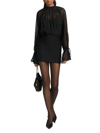 Staud Women's Roux Embellished Chiffon Top - Black | Thumbnail 2 Staud Women's Roux Embellished Chiffon Top - Black | Thumbnail 2