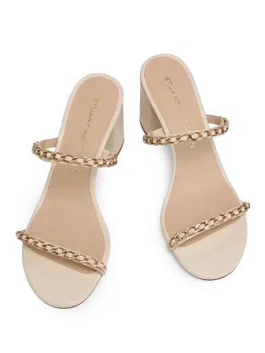 Stuart Weitzman Women's Soluxe 75MM Chain-Strap Leather Sandals - Linen | Thumbnail 4 Stuart Weitzman Women's Soluxe 75MM Chain-Strap Leather Sandals - Linen | Thumbnail 4