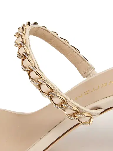 Stuart Weitzman Women's Soluxe 75MM Chain-Strap Leather Sandals - Linen | Thumbnail 5 Stuart Weitzman Women's Soluxe 75MM Chain-Strap Leather Sandals - Linen | Thumbnail 5