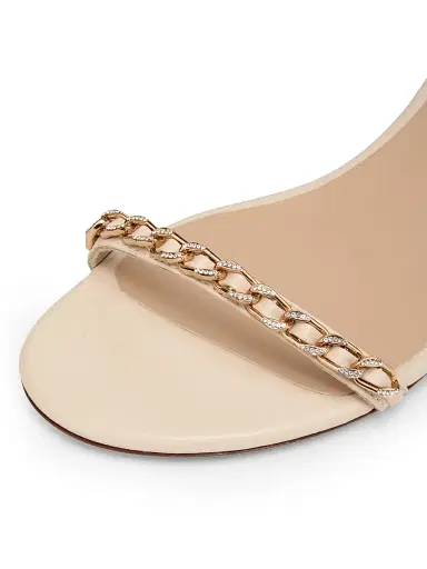 Stuart Weitzman Women's Soluxe 75MM Chain-Strap Leather Sandals - Linen | Thumbnail 6 Stuart Weitzman Women's Soluxe 75MM Chain-Strap Leather Sandals - Linen | Thumbnail 6