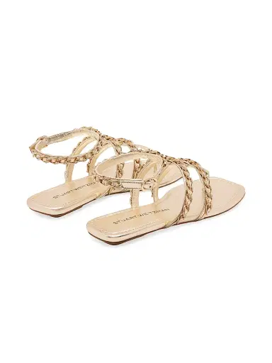 Stuart Weitzman Women's Chain-Strap Metallic Leather Sandals - Platino | Thumbnail 3 Stuart Weitzman Women's Chain-Strap Metallic Leather Sandals - Platino | Thumbnail 3