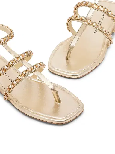 Stuart Weitzman Women's Chain-Strap Metallic Leather Sandals - Platino | Thumbnail 4 Stuart Weitzman Women's Chain-Strap Metallic Leather Sandals - Platino | Thumbnail 4