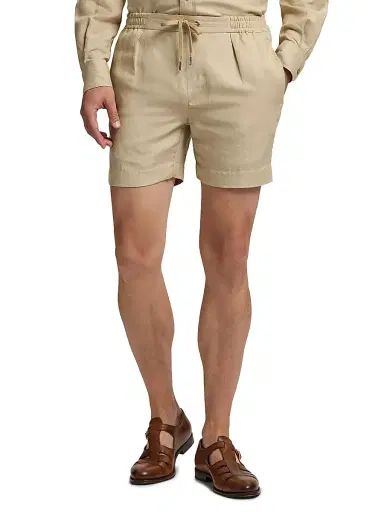 Ralph Lauren Purple Label Men's Silk-Linen Drawstring Shorts - Champagne 42 | Thumbnail 3 Ralph Lauren Purple Label Men's Silk-Linen Drawstring Shorts - Champagne 42 | Thumbnail 3