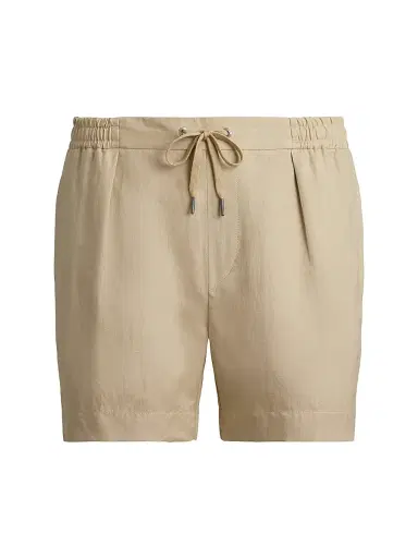 Ralph Lauren Purple Label Men's Silk-Linen Drawstring Shorts - Champagne 42 | Thumbnail 1 Ralph Lauren Purple Label Men's Silk-Linen Drawstring Shorts - Champagne 42 | Thumbnail 1