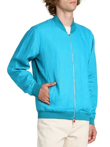 Kiton Men's Pahoa Linen Jacket - Turquoise - Size 50 | Thumbnail 4 Kiton Men's Pahoa Linen Jacket - Turquoise - Size 50 | Thumbnail 4