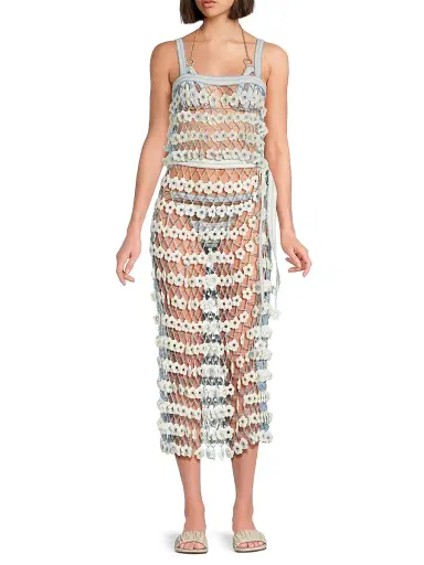 My Beachy Side Women's Fleur Hand-Crocheted Cover-Up Maxi Skirt - Baby Blue | Thumbnail 2 My Beachy Side Women's Fleur Hand-Crocheted Cover-Up Maxi Skirt - Baby Blue | Thumbnail 2