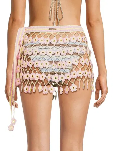 My Beachy Side Women's Fleur Hand-Crocheted Cover-Up Miniskirt - Baby Pink | Thumbnail 5 My Beachy Side Women's Fleur Hand-Crocheted Cover-Up Miniskirt - Baby Pink | Thumbnail 5