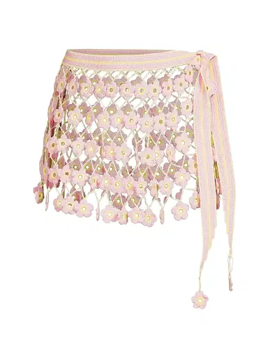 My Beachy Side Women's Fleur Hand-Crocheted Cover-Up Miniskirt - Baby Pink | Thumbnail 1 My Beachy Side Women's Fleur Hand-Crocheted Cover-Up Miniskirt - Baby Pink | Thumbnail 1