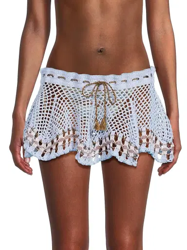 My Beachy Side Women's Tula Hand-Crocheted Miniskirt - Baby Blue - Size Large | Thumbnail 3 My Beachy Side Women's Tula Hand-Crocheted Miniskirt - Baby Blue - Size Large | Thumbnail 3
