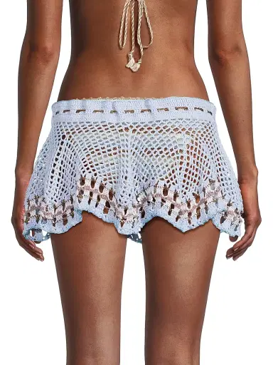 My Beachy Side Women's Tula Hand-Crocheted Miniskirt - Baby Blue - Size Large | Thumbnail 5 My Beachy Side Women's Tula Hand-Crocheted Miniskirt - Baby Blue - Size Large | Thumbnail 5