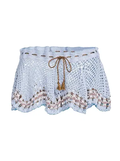 My Beachy Side Women's Tula Hand-Crocheted Miniskirt - Baby Blue - Size Large | Thumbnail 1 My Beachy Side Women's Tula Hand-Crocheted Miniskirt - Baby Blue - Size Large | Thumbnail 1