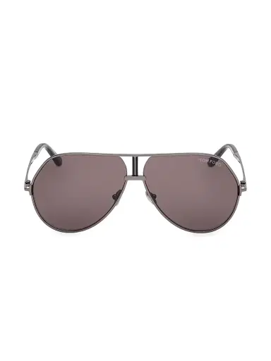 Tom Ford Men's Rickie 63MM Aviator Sunglasses - Shinydarkblacksmoke | Thumbnail 2 Tom Ford Men's Rickie 63MM Aviator Sunglasses - Shinydarkblacksmoke | Thumbnail 2